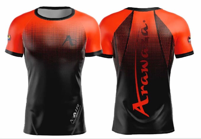 T-shirt Arawaza | Dry-Fit | Zwart / Oranje (Maat: XXS)