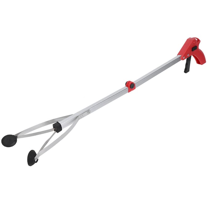 Vuilnisgrijper Opvouwbare vuilnisgrijper voor het ophalen van tuinafval(Rode handgreep) white