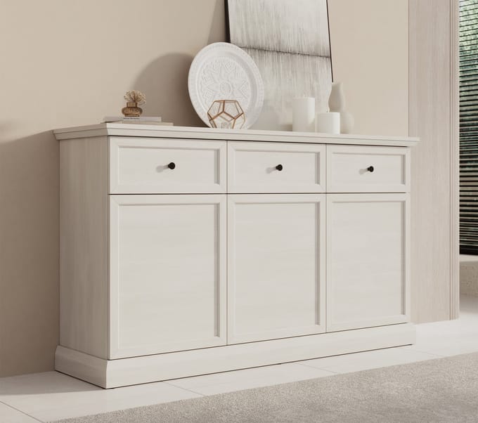 Meubella - Dressoir Leroy - Wit eiken - 146 cm