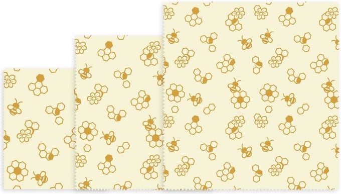 Bee's Wax - Bijenwasdoek Honingraat Set van 3 Stuks Assorti - Bijenwas - Geel