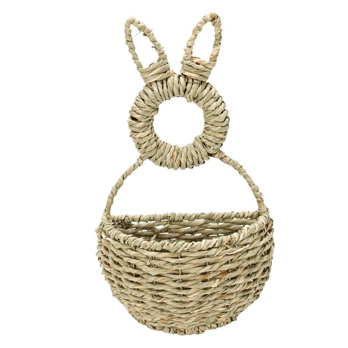 Panier de lapin de Pâques   Tissé Suspendu Non doublé Mural   Décor de Printemps pour Fleurs Cadeaux beige