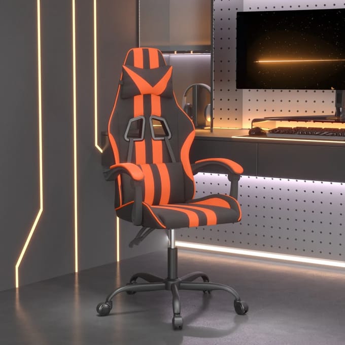 vidaXL - Gamestoel - kunstleer - zwart - en - oranje