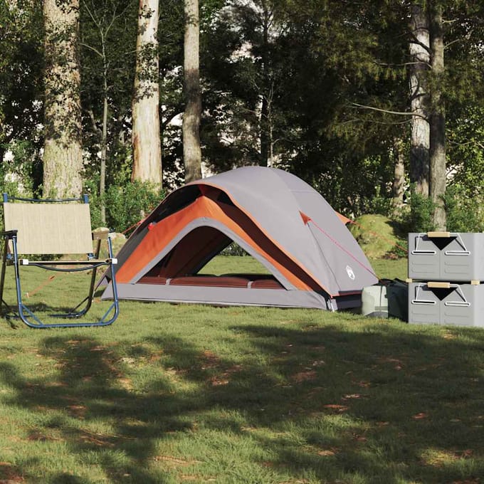 vidaXL - Tent - 1-persoons - waterdicht - grijs - en - oranje