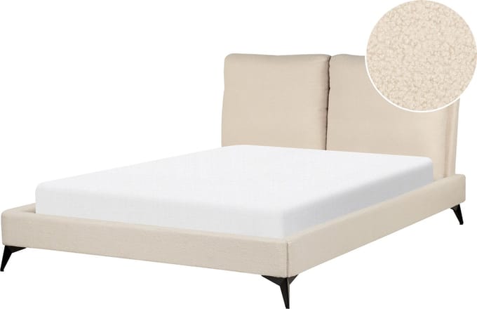 MELLE - Tweepersoonsbed - Lichtbeige - 140 x 200 cm - Bouclé