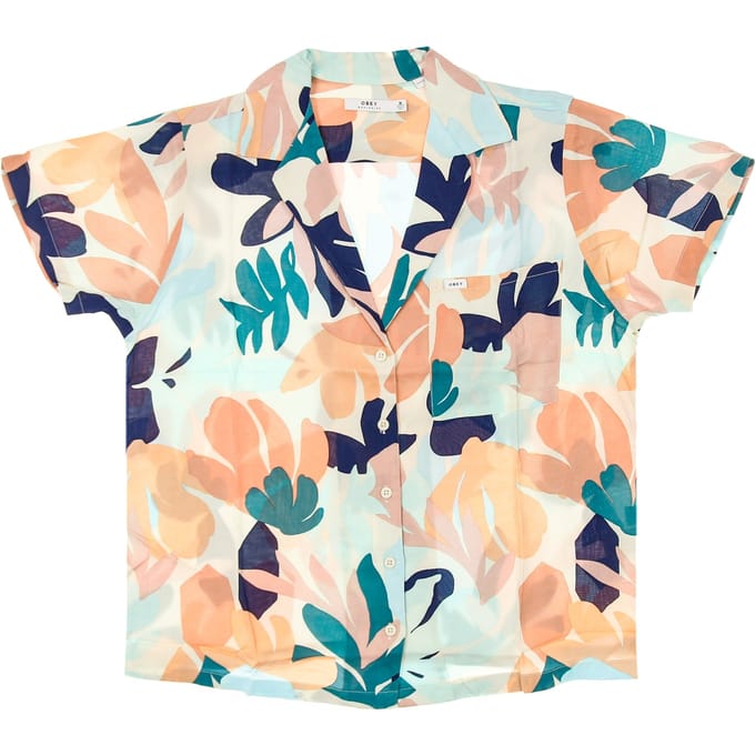 Damesshirt met korte mouwen Decoupage-shirt Pecannoot Multi
