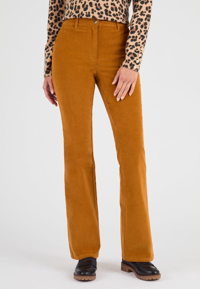 Damart - Fluwelen flared broek - Dames - Bruin - 52