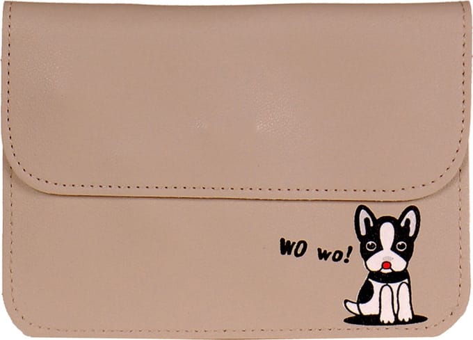 Schoudertasje grijs met hondje Wo Wo - 12,5x18cm
