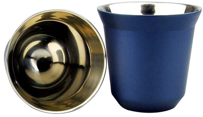 Dailygoods- Koffiekop 80 ml - Dubbellaags - Roestvrij Staal - Antislip - Compact - Warmtebehoud - Beker
