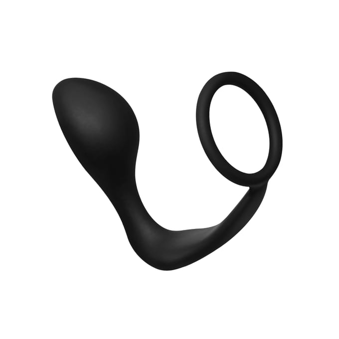 Anale plug met hodenring, siliconen, 8 cm