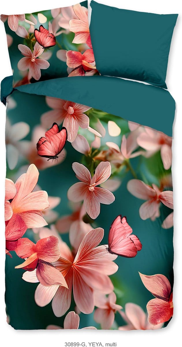 Pure dekbedovertrek bloemen - 1 persoons 140x200/220 cm - Multi - Microvezel