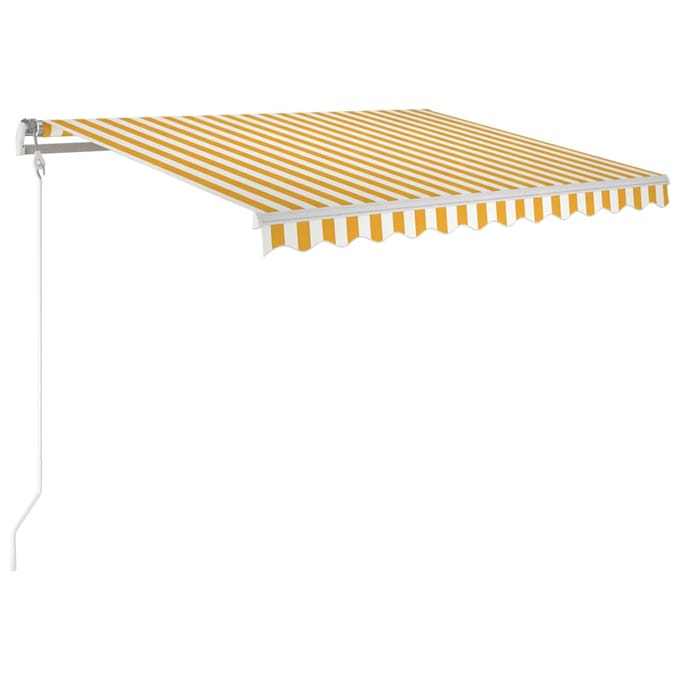 vidaXL - Uitschuifbare - luifel - Geel - en - Wit - 350 - x - 250 - cm