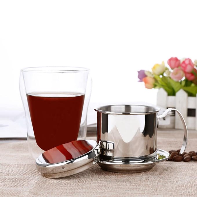 RVS Kopje Vietnamese Koffie Druppel Filter Maker Phin Infuser Zilver zilver