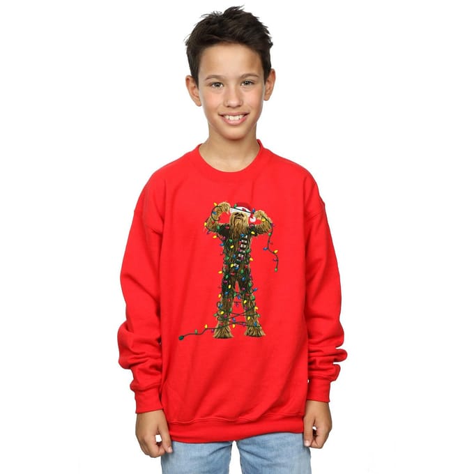 Star Wars Jongens Chewbacca Kerstverlichting Sweatshirt (Rood)