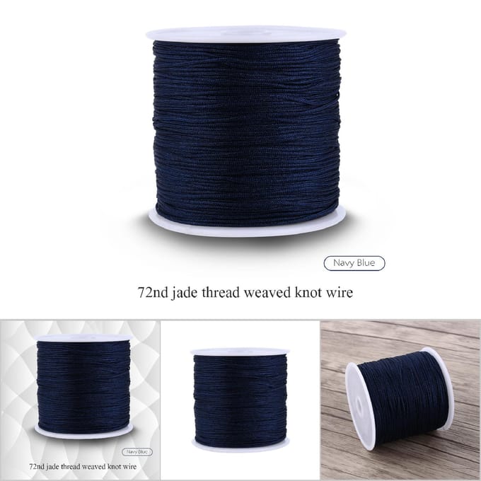 100M x 0.8mm Nylon Chinese Knoop Koord Rattail Macrame Shamballa Draad String Donkerblauw blue