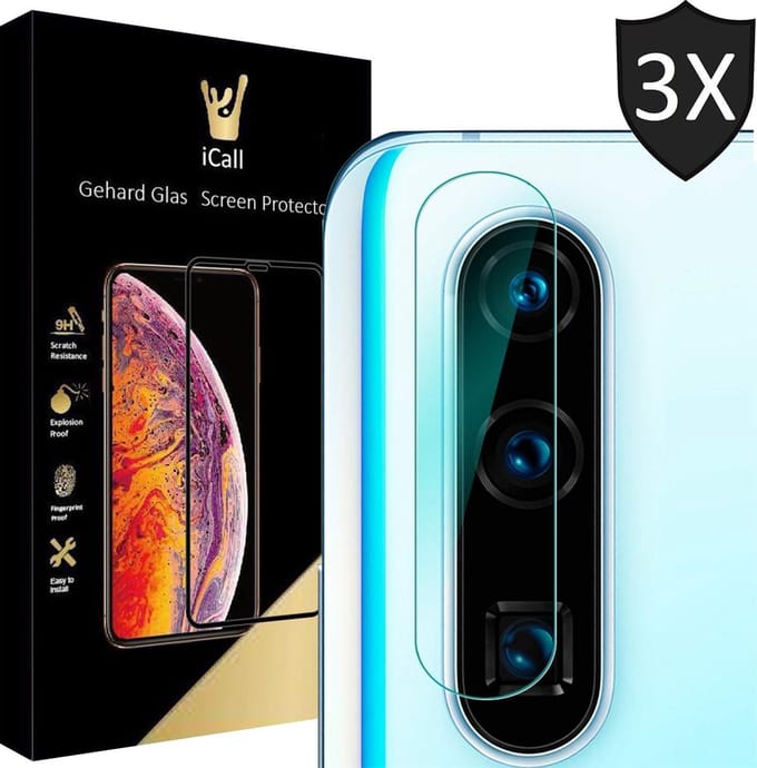Camera Lens Screenprotector geschikt voor Huawei P30 - Tempered Glass Gehard Glas - 3 Stuks
