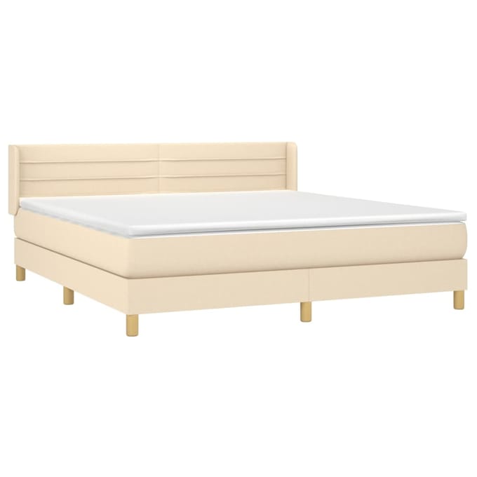 vidaXL - Boxspring - met - matras - stof - crèmekleurig - 180x200 - cm