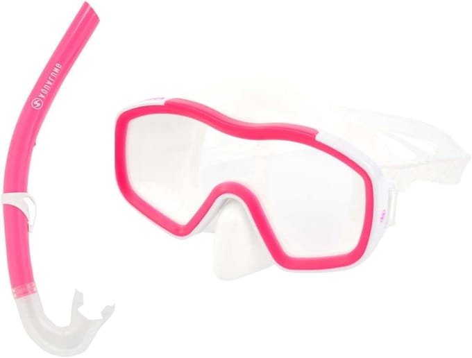 Snorkelset Kinderen - Duikbril Set - Onderwater Ontdekken - Frameloos Ontwerp - One Size - Roze Wit