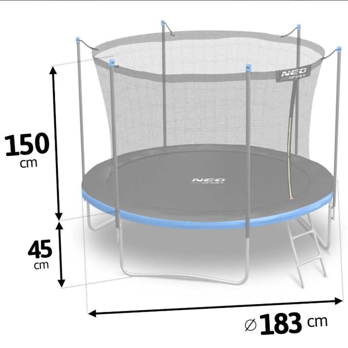 Tuintrampoline van 183 cm met binnennet en Neo-Sport ladder