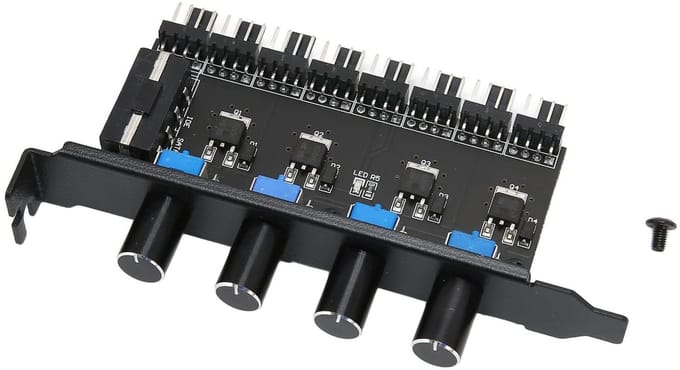 PC Ventilator Hub - Snelheidsregelaar Koeling - Computerkoeling Optimaliseren - 8 Kanalen Regeling - PCI Installatie - Zwart