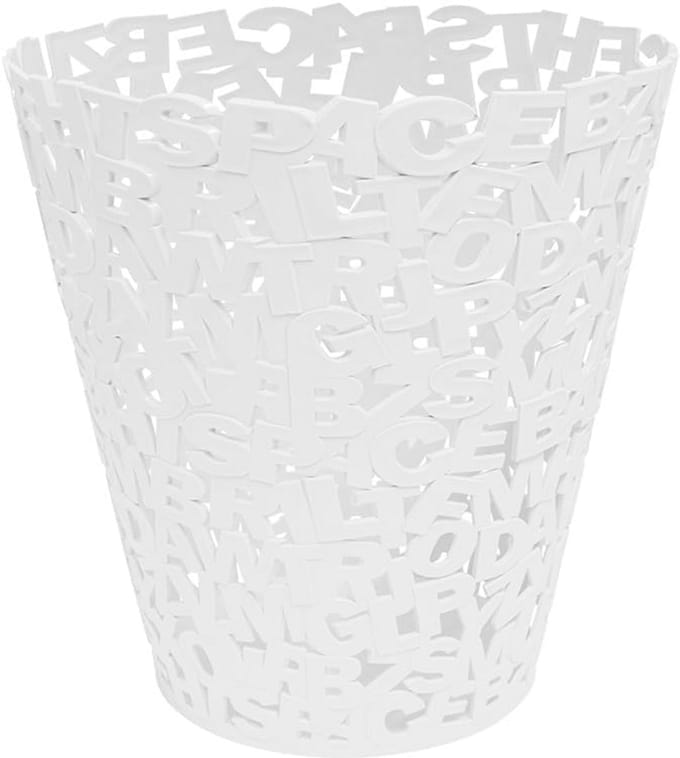 Prullenbak met Letters Wit Kunststof 30 cm Hoog