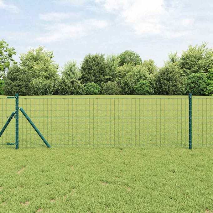 vidaXL - Euro-hek - met - grondbevestiging - 25 - x - 0,4 - m - PVC-Coated - Staal - Groen