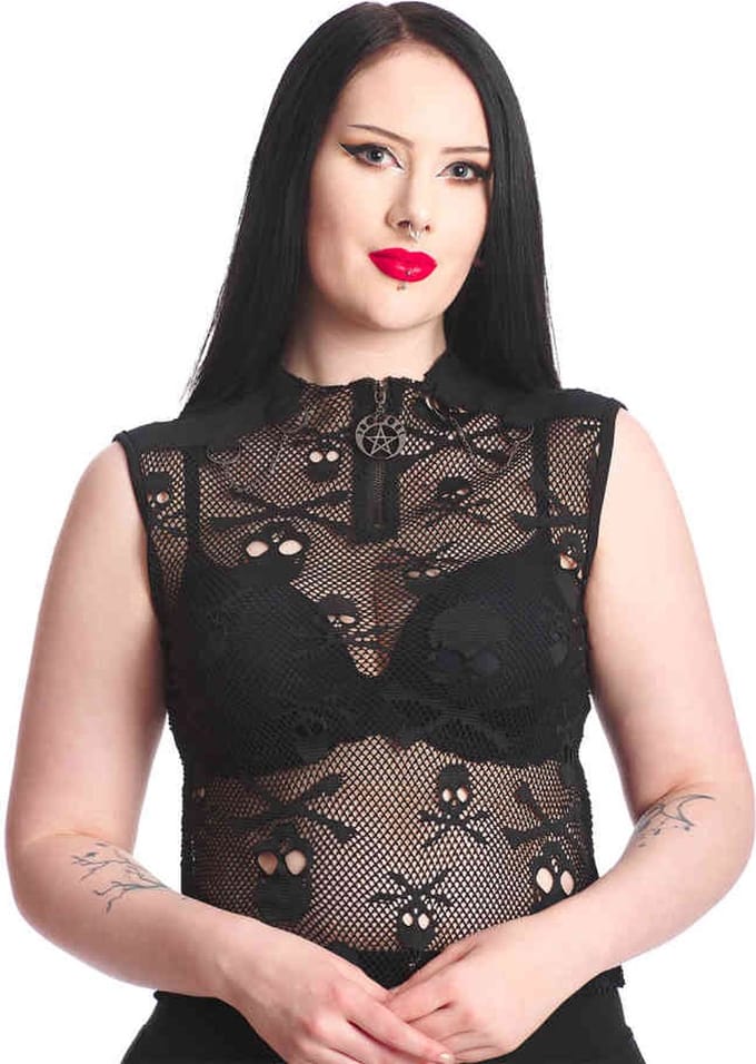 Banned - Oh My Krazy Mouwloze top - 2XL - Zwart