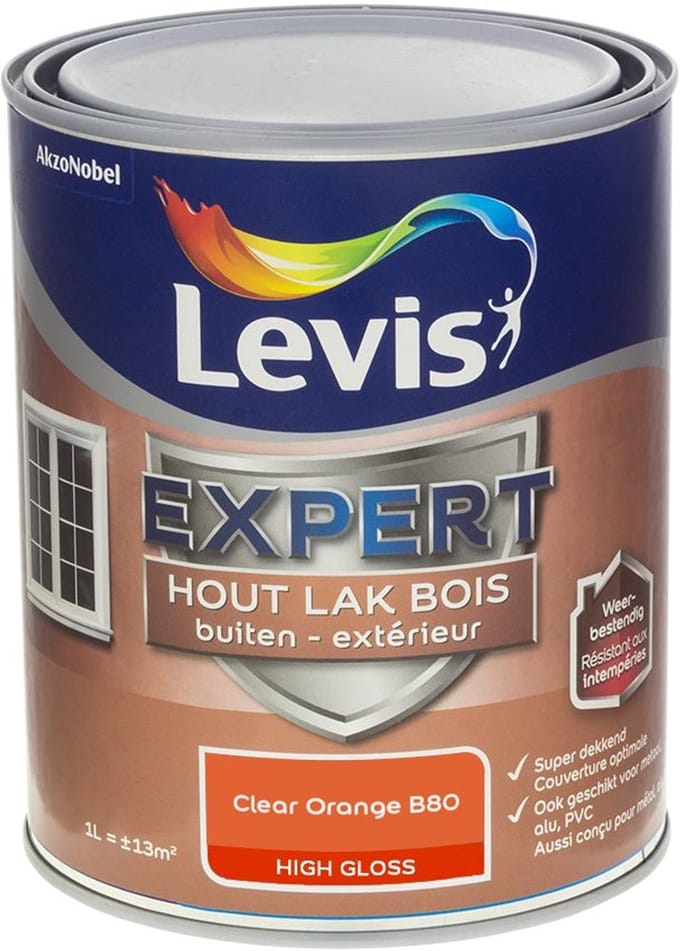 Levis - Expert Hout Lak Buiten High Gloss Mix - Clear Orange B80 - Mengverf - 1 L
