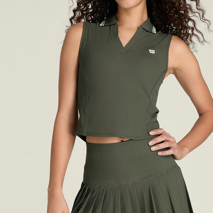 Wilson Rib Polo Dames-donkergroen