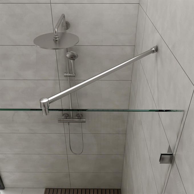 Stabilisatiestang Douchewand Schuin Muurmontage Rond 125 cm - Chroom