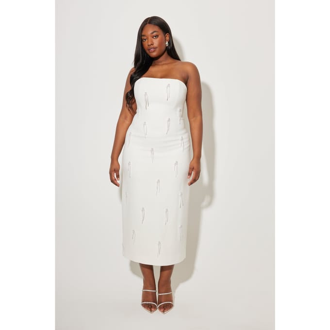 Odd Muse Embellished Midi Dress White Größe: M | Midikleider Outlet | Damen | Weiß