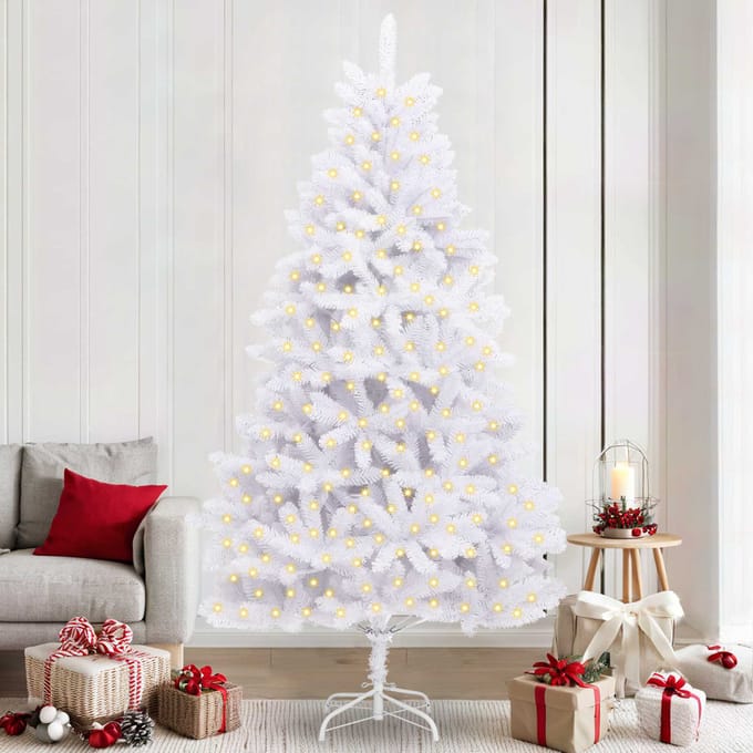 vidaXL - Kunstkerstboom - 300 - LED's - PVC - en - Staal - Wit