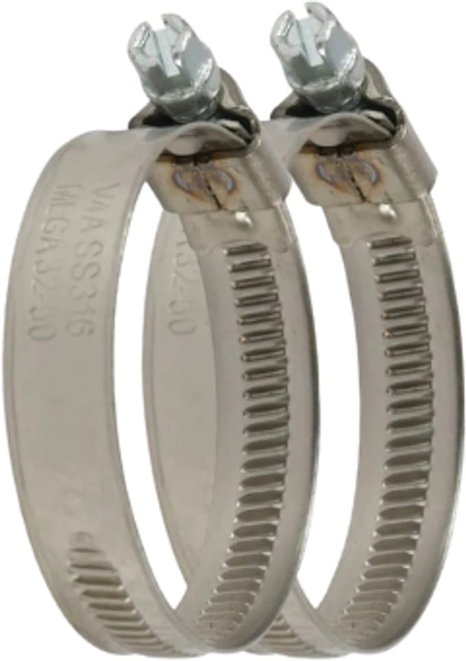 2 x RVS 316 Slangklem 20 mm x 32 mm zeewaterbestendig W5