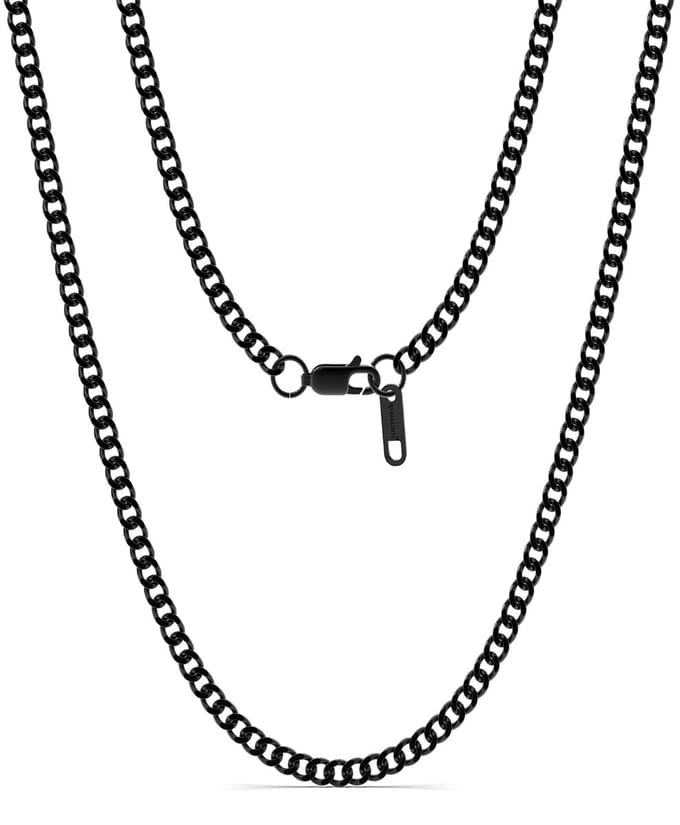 Malinsi® Ketting Heren - Cuban Link 60cm - Compleet RVS 3mm - Zwart Kettingen man
