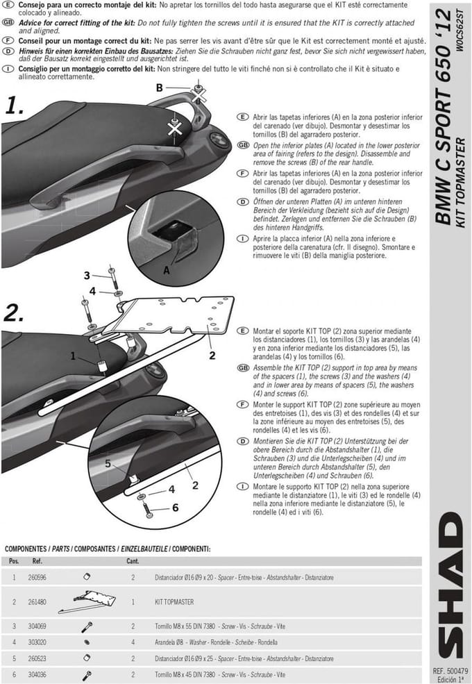 Topkofferdrager Shad voor scooter BMW C 600 vanaf 2015 W0CS62ST Nieuw