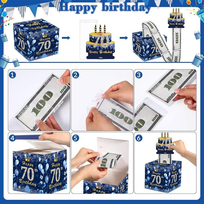 Geld Geschenkdoos Cijfer 70 Jaar - Verrassing Cadeaubox voor Contant Geld