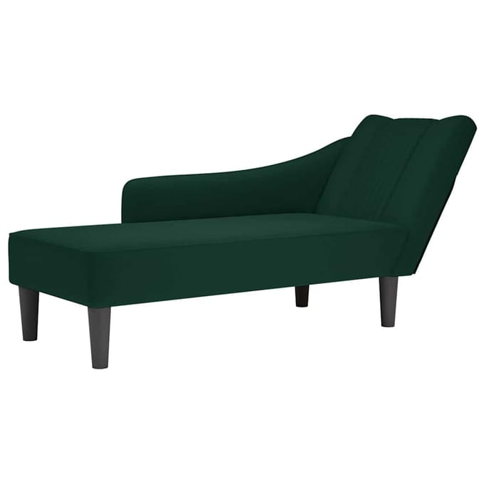 vidaXL - Chaise - longue - met - rechterarmleuning - fluweel - donkergroen