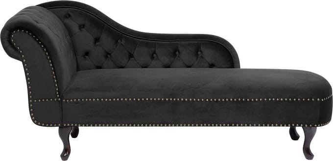BELIANI NIMES - Chaise longue - Zwart - Linkerzijde - Fluweel