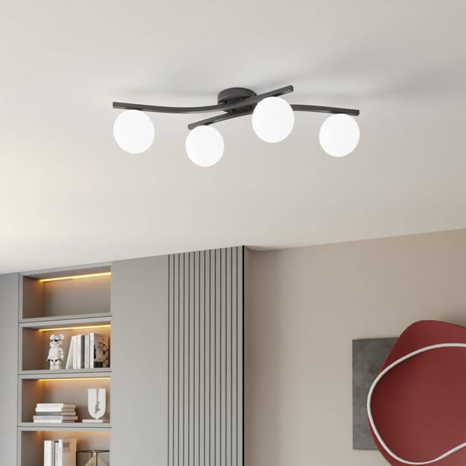EMIBIG LIGHTING OPUS plafondlamp, lengte 85 cm, opaal, lengte 84 cm, 4-lamps.