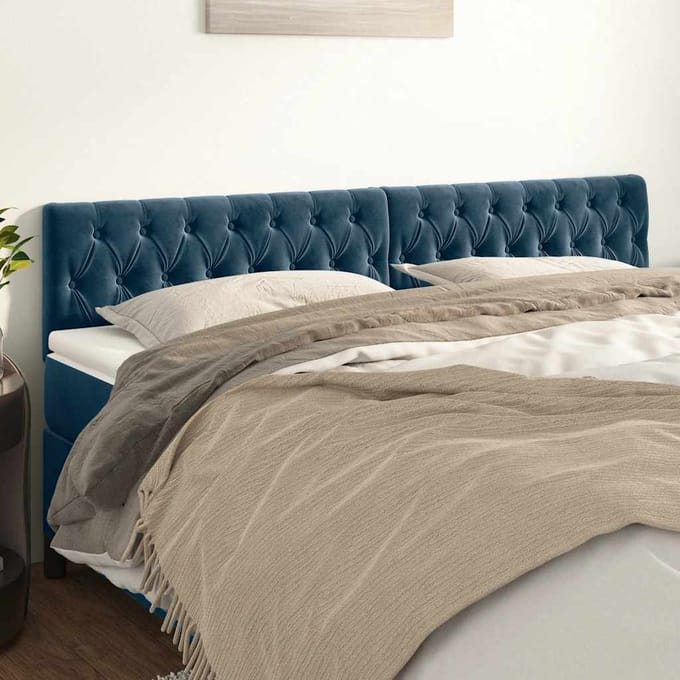 vidaXL - Hoofdborden - 180x7x78/88 - cm - fluweel - donkerblauw