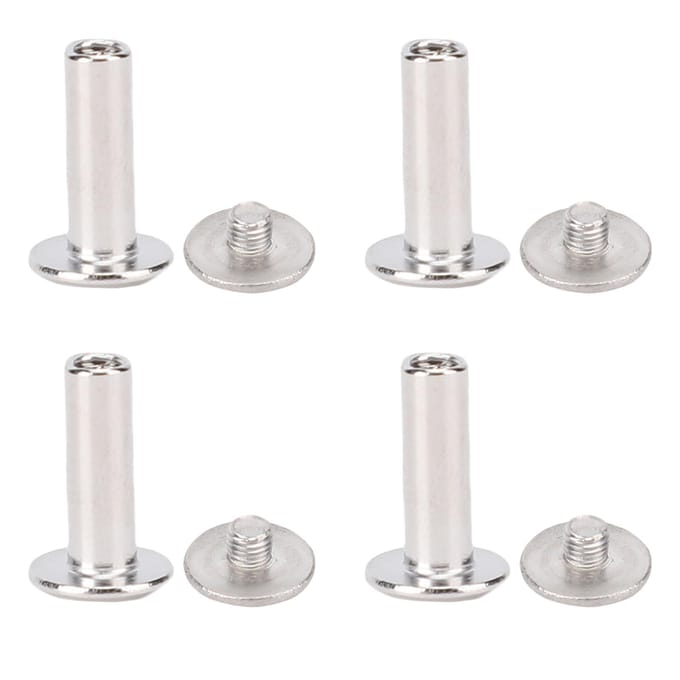100 Sets Klinknagel en Schroef Roestvrij Staal M3 Platte Ronde Kop Klinknagel Bevestigingsset Leerbewerking white