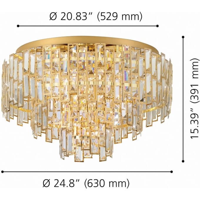 Stars of Light plafondlamp Calmeilles messing Ø 63 cm glas