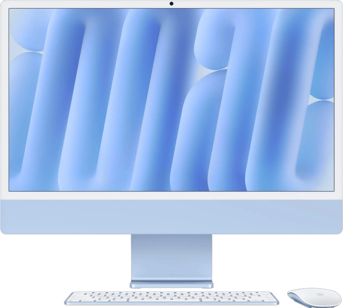 Apple iMac 2024 M4 10-core CPU, 10-core GPU, 16GB ram, 256GB opslag, Qwerty NL, Blauw
