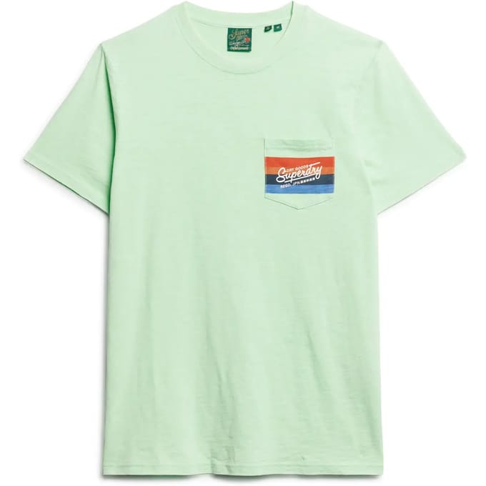 Superdry CALI STRIPED LOGO T SHIRT Heren - Groen - Maat M