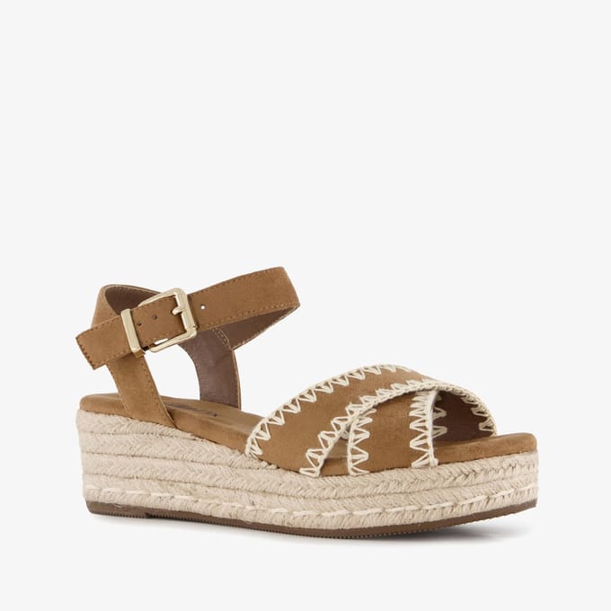 Blue Box dames espadrilles met sleehak bruin - Maat 38