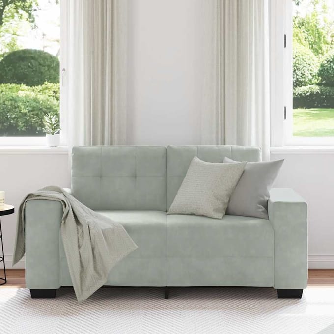 vidaXL - Loveseat - bank - 160x77x82 - cm - fluweel - lichtgrijs