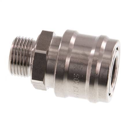 RVS DN 7.2 (Euro) Luchtkoppeling Snelkoppeling G 3/8 inch Buitendraad - CLS7-M-S-038