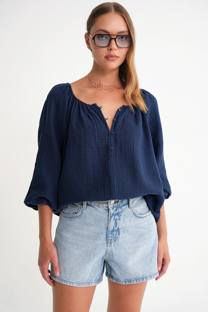 Geknoopte Mousseline Blouse