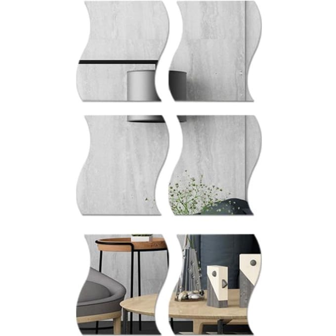 6 STKS 3D Golf Spiegel Muursticker Zelfklevend Huisdecoratie white