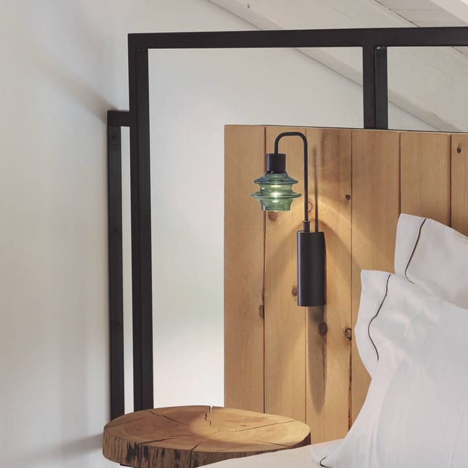Bover LED wandlamp Drop A/02, groen, glas, 2.700 K