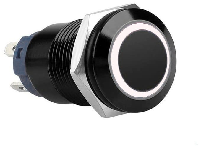 Drukschakelaar met Witte verlichting – 16 mm – 1NO1NC met socket